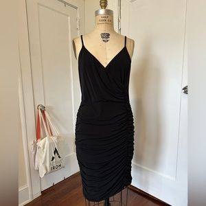 Leith black midi rouched dress, size xl, stretch fabric